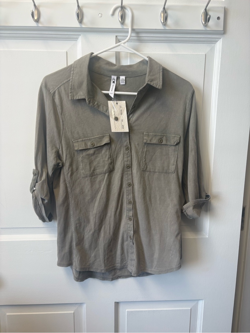 Cable & Gauge Olive Utility Button-Front Shirt